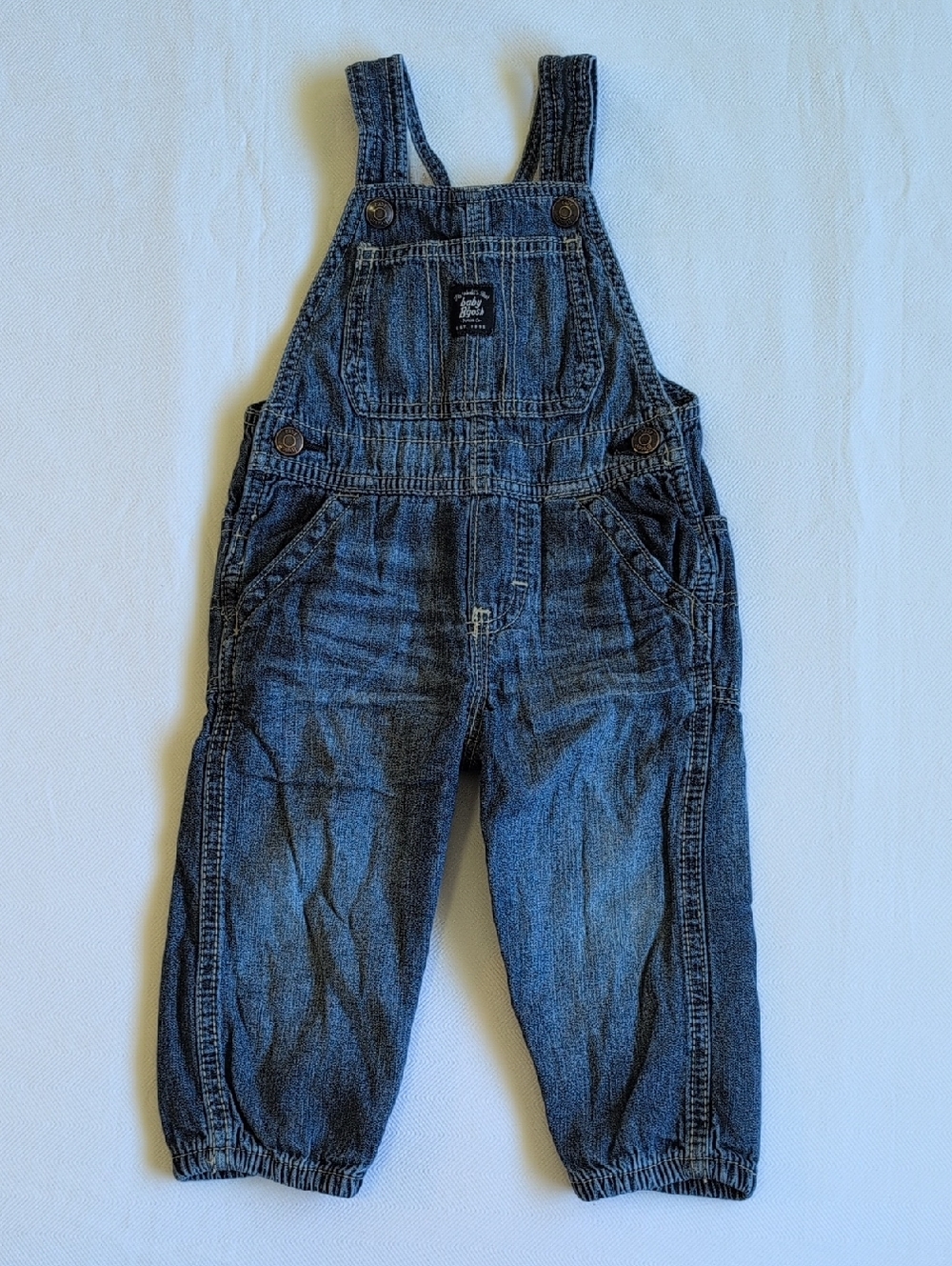 baby b'gosh vestbak jersey-lined cotton denim overalls classic 12 months baby